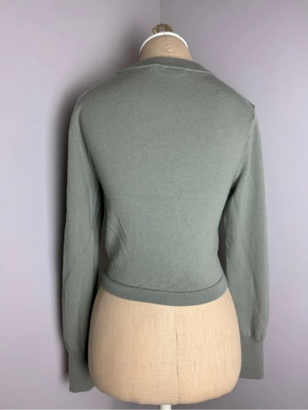 Alice + Olivia Sage Green Wool Blend Crewneck
